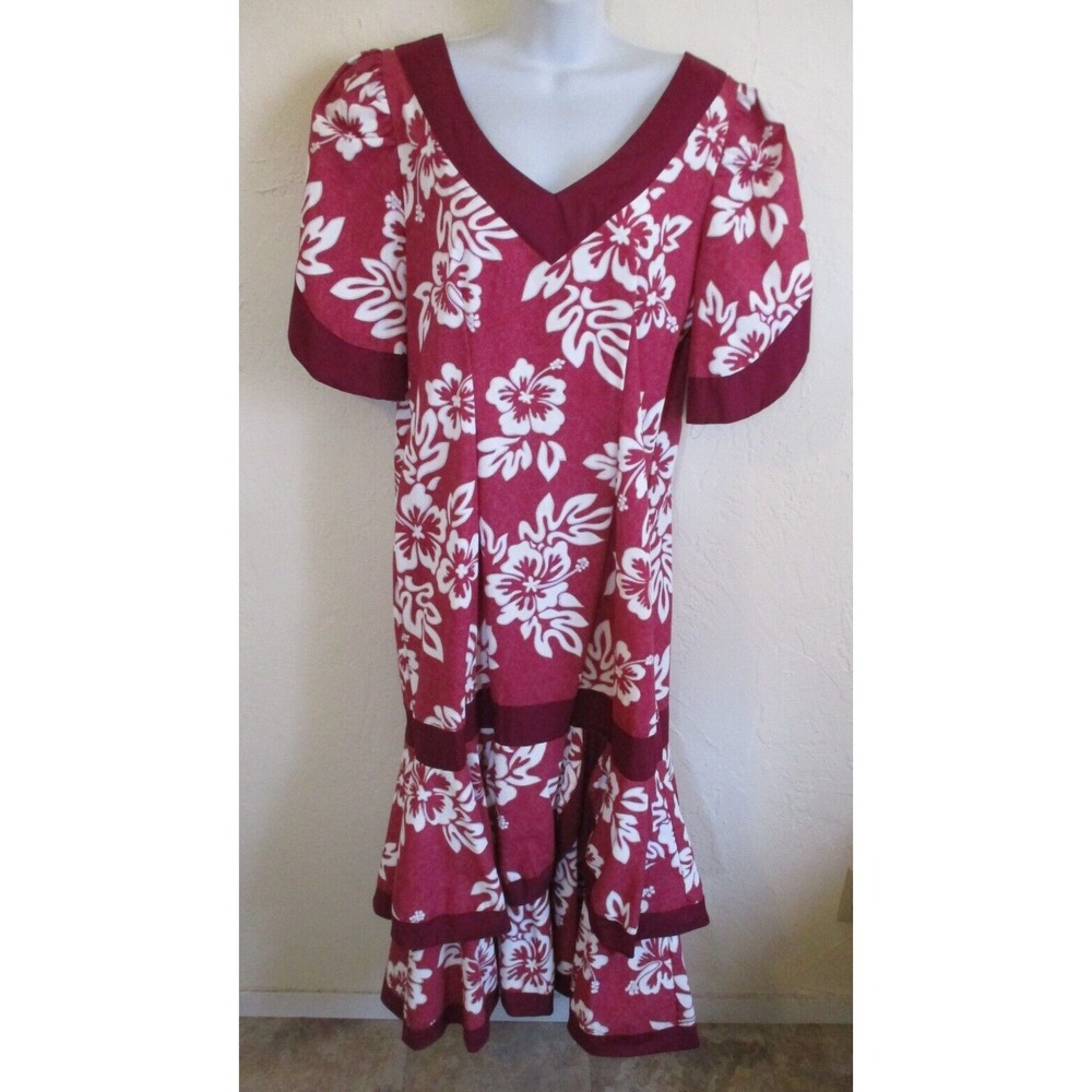 VTG Winnie Fashion Muumuu Dress Size Large Tiered Hem